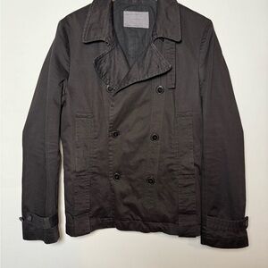 All Saints Men’s Black Double Breasted Coat, 100% Cotton, Offers Welcome!